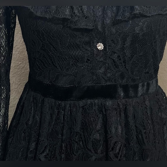EUC Zara Lace Tier Dress with Jewel Buttons size S Black - Picture 5 of 10